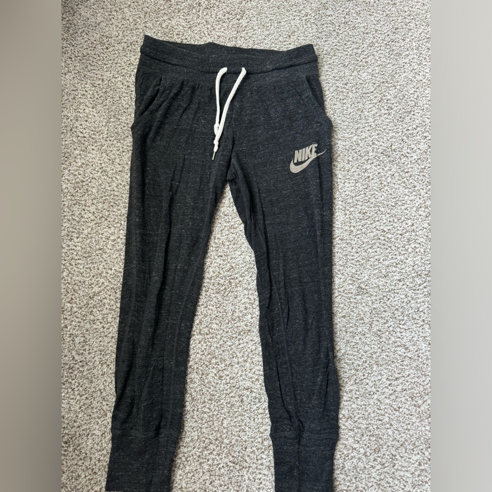 Nike women’s Charcoal Joggers with White Drawstring